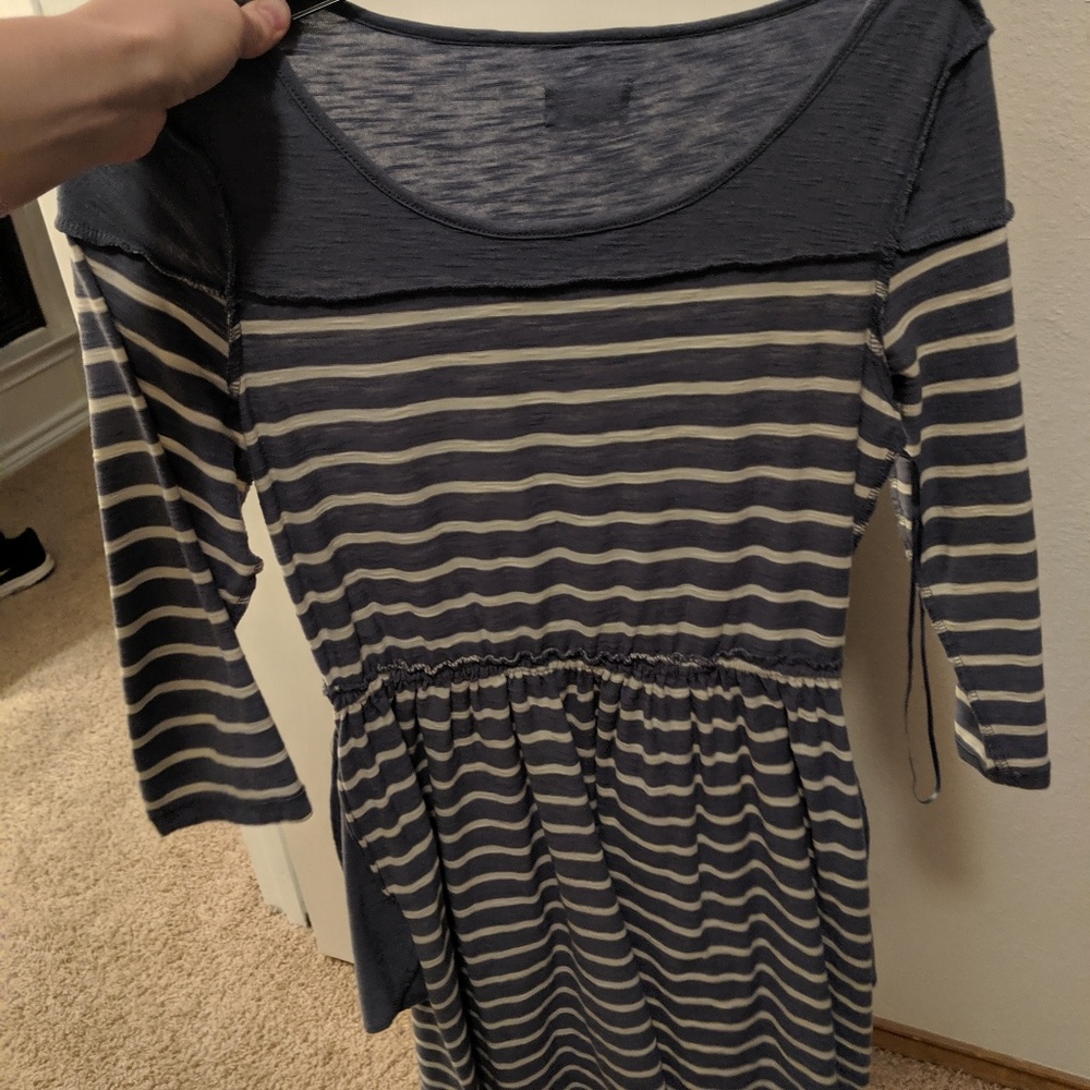 Blue and white striped dress